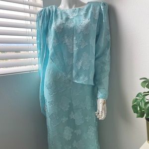 VINTAGE Blue floral drape Dress Pellini size 9/10